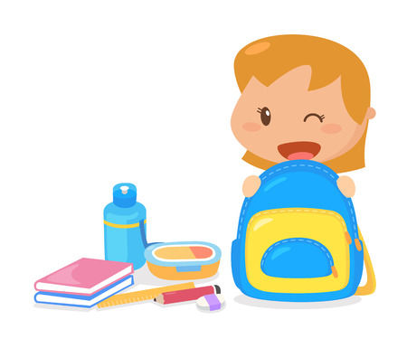Back to School. Flat character design. Illustration.のイラスト素材