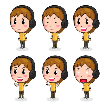 Boy in many actions. It is illustration.のイラスト素材