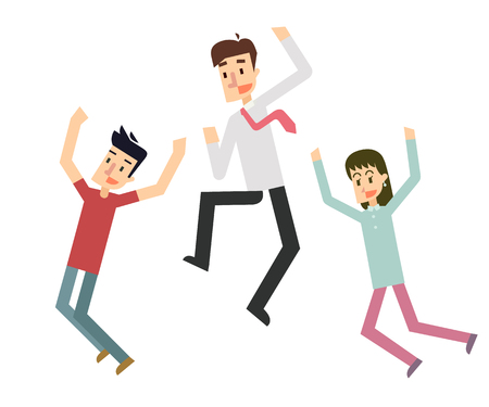 Business people in happy action. Jumping.のイラスト素材