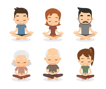 Meditation characters set. Peace.のイラスト素材