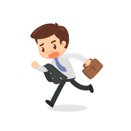 A hurried, running business man. Too late.のイラスト素材