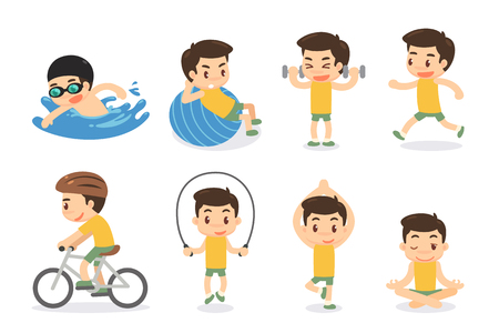 Set of Activities. Sport and Fitness. Flat design.のイラスト素材