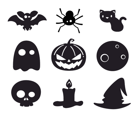 Halloween icon set. Black icon.のイラスト素材
