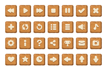 Set of buttons for games, applications and websites. Cute cartoon buttons design.のイラスト素材