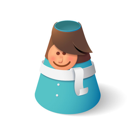 People character designed in paper art style.のイラスト素材