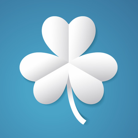 Cloverleaf designed in paper art style on blue backgroundのイラスト素材