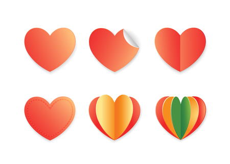 Heart symbols in paper art style.のイラスト素材