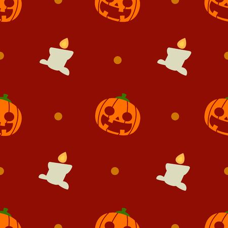 Halloween pattern and wallpaper for gift and present on Halloween day. Pumpkins and candles.のイラスト素材