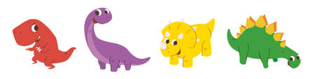 Cute dinosaur cartoon characters icons and objects. Jurassic World.の写真素材