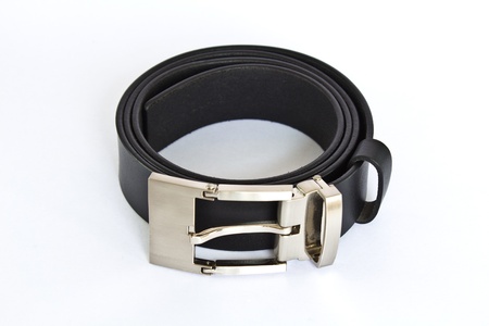 Men black belt isolated on white  の写真素材