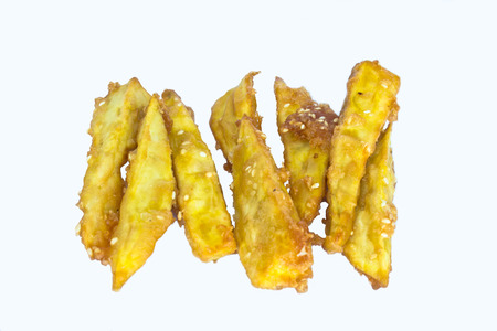 Potato, french fries on white background の写真素材