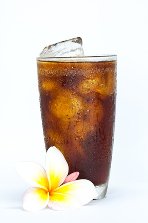 soft drink with flower on white background  の写真素材