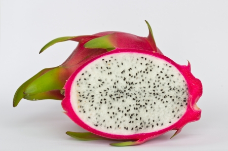 Vivid and Vibrant Dragon Fruit isolated against white background の写真素材
