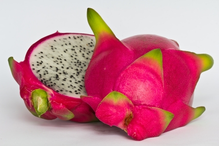 Vivid and Vibrant Dragon Fruit isolated against white background  の写真素材