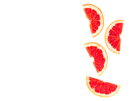 Close up grapefruit slice isolated on white background,friut concept.の写真素材