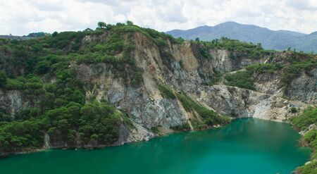 Landscape nature scenic of Grand Canyon Chonburi with blue sky is old rock mining at Chonburi of...
