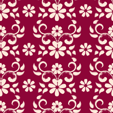 Grungy textured decorative floral elements seamless pattern designのイラスト素材