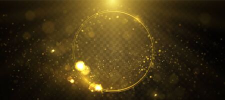 Luxury banner design. Round golden frame isolated on transparent background.のイラスト素材