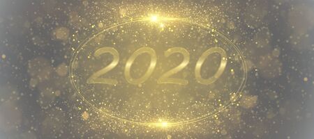 New year abstract sparkling 2020 golden numbers backgroundのイラスト素材