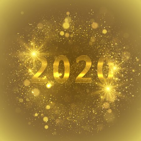 2020 New Year sparkling gold festive background