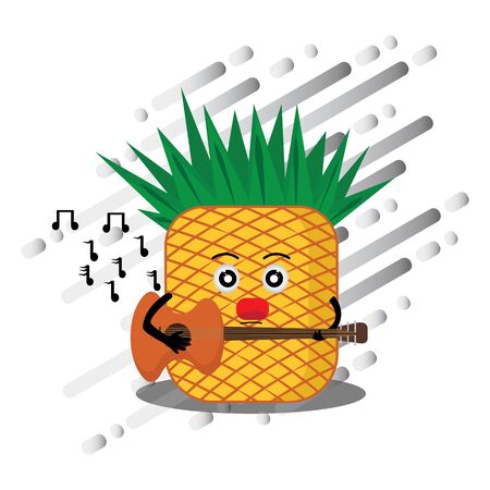 Fresh pineapple illustration, hobby of painting, suitable for advertisement, fresh drink,emoticon, food and beverage  industry, etc.のイラスト素材