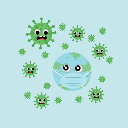 illustration of the corona virus outbreak with various concepts and themes, you can use as you like,  such as websites, advertisements, icons, etc. please check the website.のイラスト素材