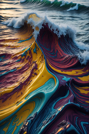 Surface of the wave in the ocean. Artistic abstract backgroundの素材