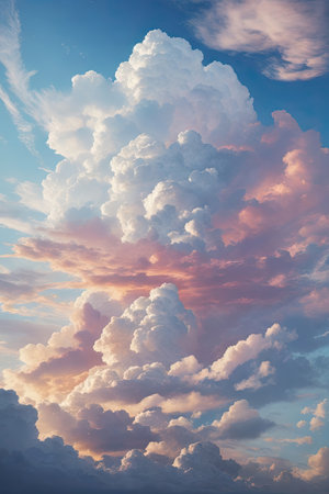Beautiful clouds in the sky at sunset time. Nature background.の素材