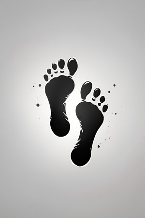 Footprint on a gray background. Vector illustration for your design.の素材