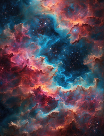 Cosmic space and stars, color cosmic abstract background with nebulaの素材