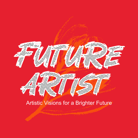 Futuristic art. Hand drawn lettering. Vector illustration.のイラスト素材