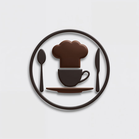 Coffee cup, spoon and chef hat icon. Vector illustrationの素材