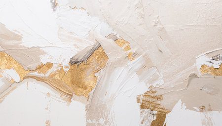 White and gold paint on a wall. Abstract background for design.の素材