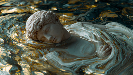 Sculpture of David in the water. Selective focus.の素材
