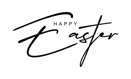 Happy Easter lettering calligraphy. Hand drawn vector illustration.のイラスト素材