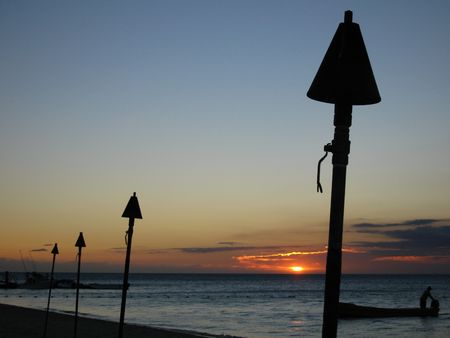 Sunset on a islandの写真素材