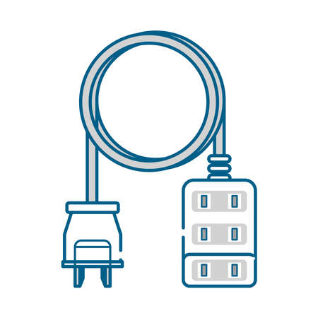 It is a simple white base line drawing illustration of a three-mouth extension cord.のイラスト素材