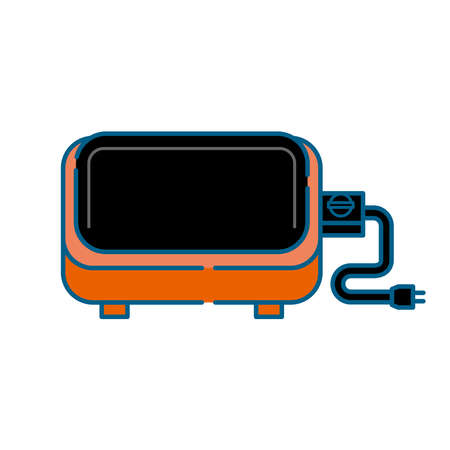 It is a simple white-based line drawing illustration of a square hot plate.のイラスト素材