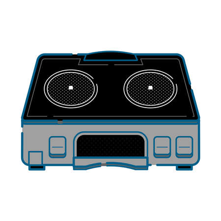 It is a simple white base line drawing illustration of an IH stove (heater).のイラスト素材
