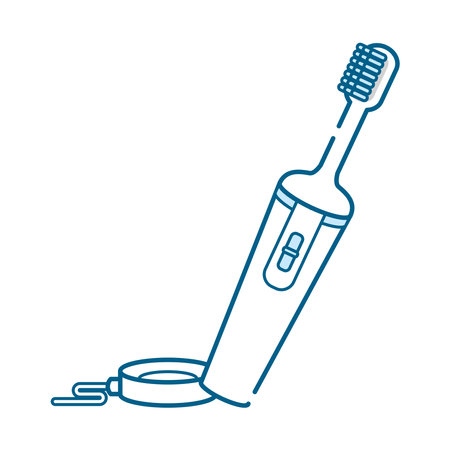 It is a simple white-based line drawing illustration of an electric toothbrush.のイラスト素材