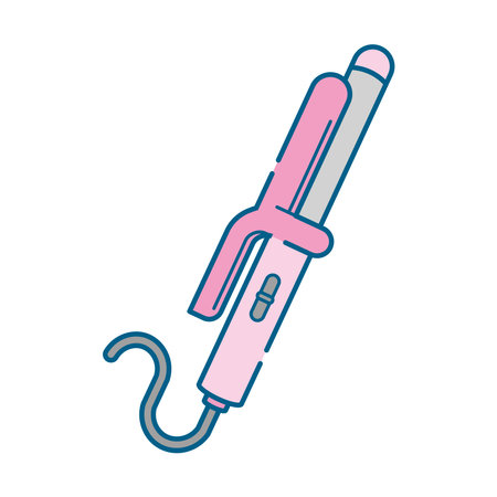 It is a simple white-based line drawing illustration of a curling iron.のイラスト素材