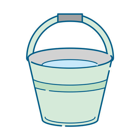 It is a simple white-based line drawing illustration of a bucket.のイラスト素材
