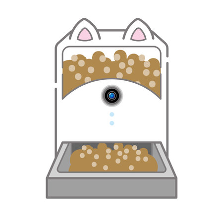 It is a simple white-based line drawing illustration of an automatic feeder.のイラスト素材
