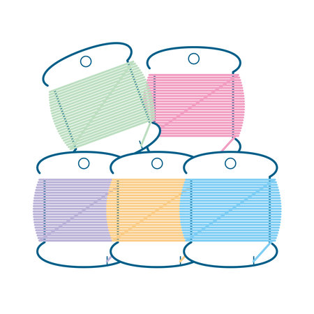 It is a simple white-based line drawing illustration of crochet and yarn.のイラスト素材