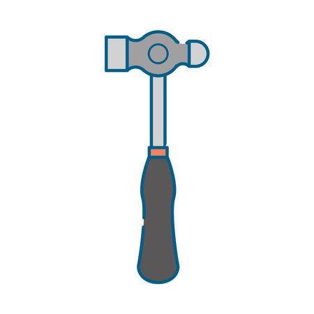 This is a simple white-based line drawing illustration of a welding hammer.のイラスト素材