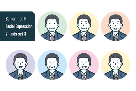 This is a senior male bust shot illustration set.のイラスト素材