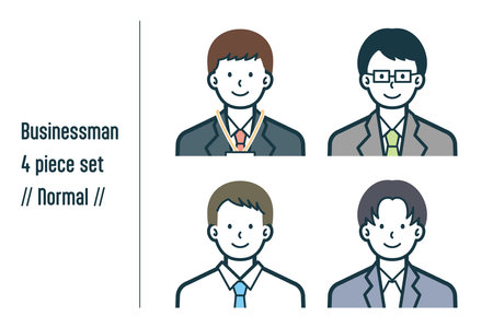 Businessman icons set. Vector illustration in flat style. Isolated on white background.のイラスト素材