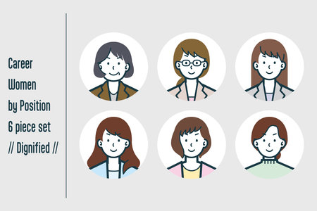 Set of female avatars. Vector illustration in flat design style.のイラスト素材