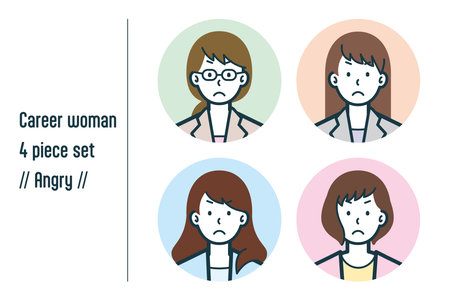 This is a set of illustrations of a Angry career woman.のイラスト素材