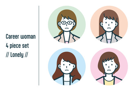 This is a set of illustrations of a Lonely career woman.のイラスト素材